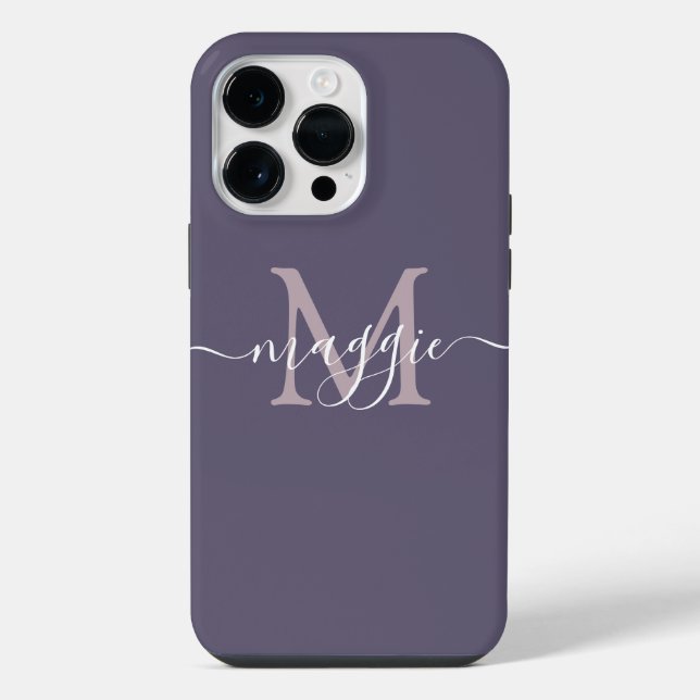 Coque iPhone Pastel Script Monogram Coque-Mate iPhone 14 Pro Ma (Verso)