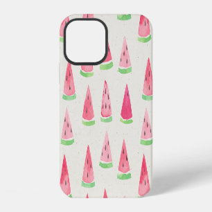 Coque iPhone 12 Pastèque mignonne : motif aquarelle sans couture.