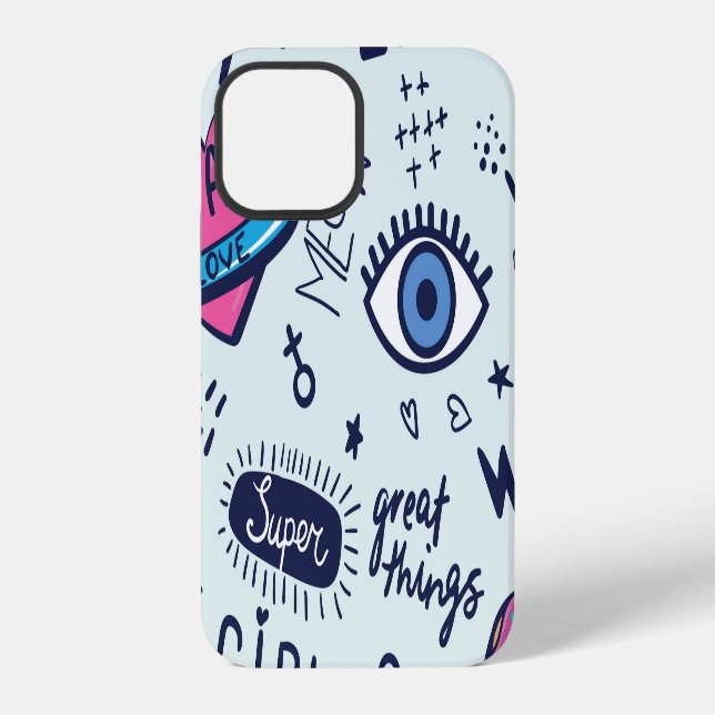 Coque iPhone Patch mode : autocollants Pop Art. (Verso)