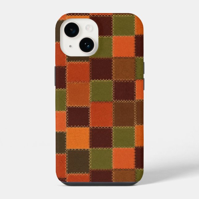 Coque iPhone Patchwork faux style carreaux (Verso)