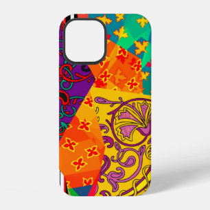 Coque iPhone 12 Patchwork festif de style indien, turc, italien, p