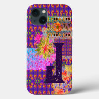 Patchwork Floral Fou Motif Violet Monogramme