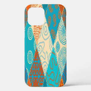 Coque iPhone 12 Patchwork indien design vintage sans soudure.
