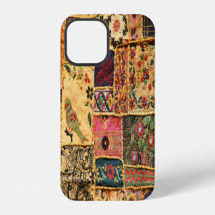 Coque iPhone 12 Patchwork indien : tissu du marché de Hampi.