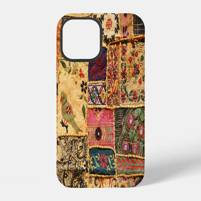Coque iPhone Patchwork indien : tissu du marché de Hampi. (Verso)