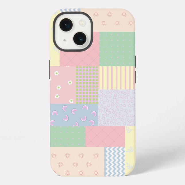 Coque iPhone Patchwork Pastel (Verso)