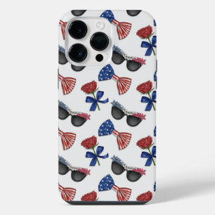COQUE POUR POUR iPhone 14 PRO MAX PATRIOTIQUES LUNETTES DE SOLEIL ROSE BAS CRAVATE