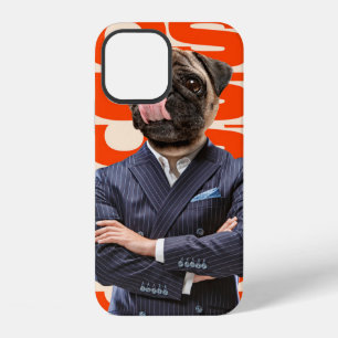 Coque iPhone 12 Patron dirigé par la tête de chien debout avec la