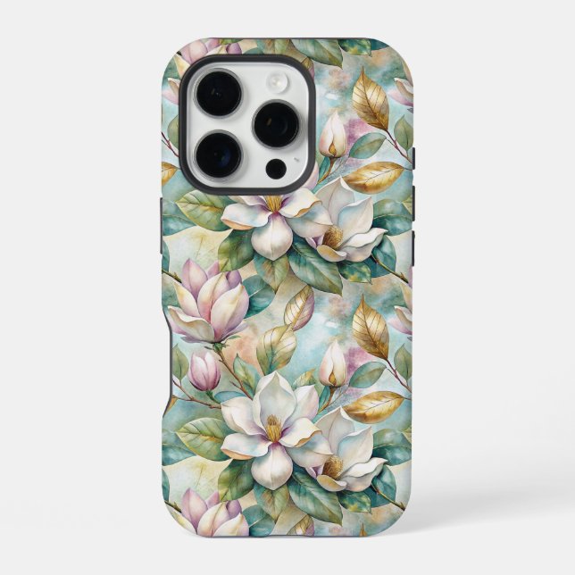 Coque iPhone Pattern Elegant Magnolia Flowers (Verso)