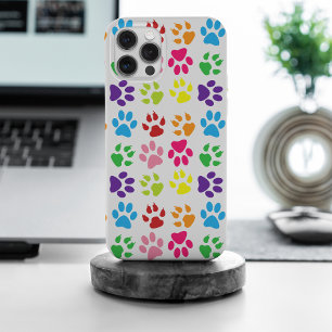Coque iPhone 15 Pro Max Pattes Colorées, Pattes de Chien, Pattes de Chat