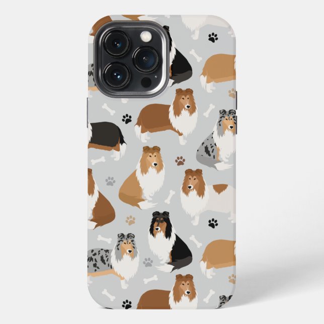 Coque iPhone Pattes et os de Rough Collie (Verso)