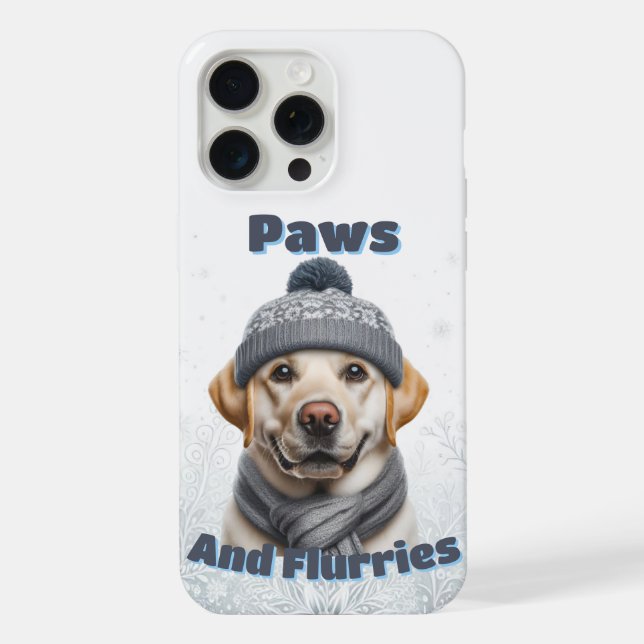 Coque iPhone Pattounes & Flocons - Design Chien Hiver (Verso)