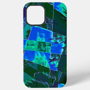 Coque iPhone 12 Pro Max Pâturage vert abstrait et ciel bleu, entaillé