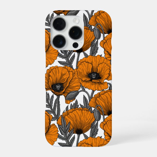 Coque iPhone Pavot orange sur blanc (Verso)