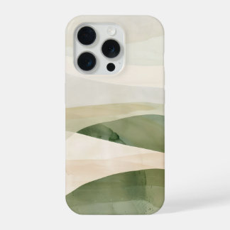 Coque iPhone 15 Pro Paysage Abstrait de la Vallée Sage – Vert Bohème D