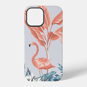 Coque iPhone 12 Paysage botanique vintage tropical, palmier rose