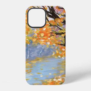 Coque iPhone 12 Paysage d'automne à la gouache. Chute dorée dans u