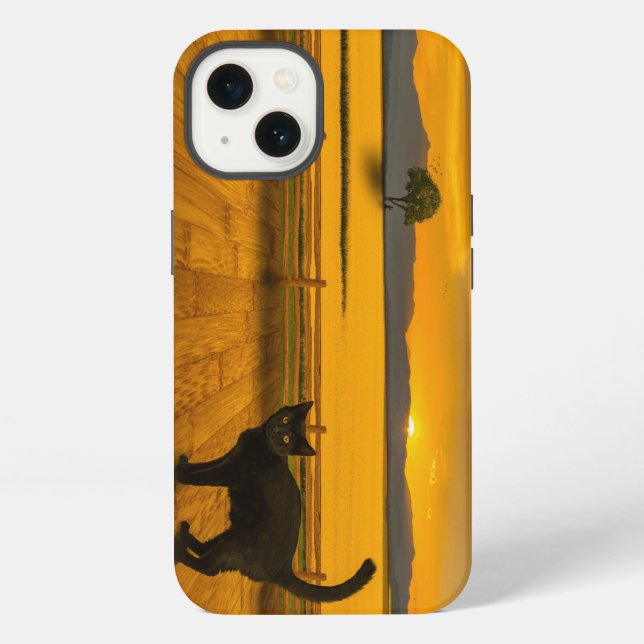 Coque iPhone Paysage de chat noir (Verso)