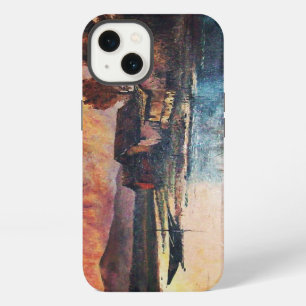 ETUI iPhone 13 PAYSAGE DE LAC DE MONTAGNES ROSES AU COUCHER DE SO
