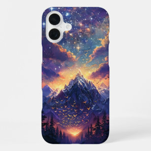 Coque iPhone 16 Plus Paysage de montagne majestueux : soleil et bir vol