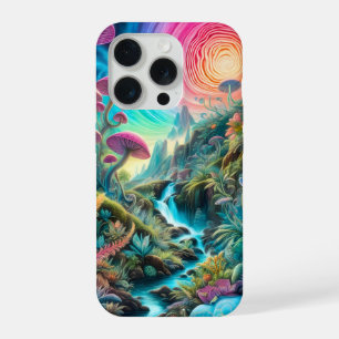 Coque iPhone 15 Pro Paysage de rêves psychédéliques enchantés