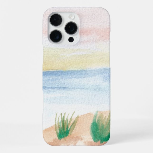 Coque iPhone Paysage de vue maritime à l'aquarelle (Verso)