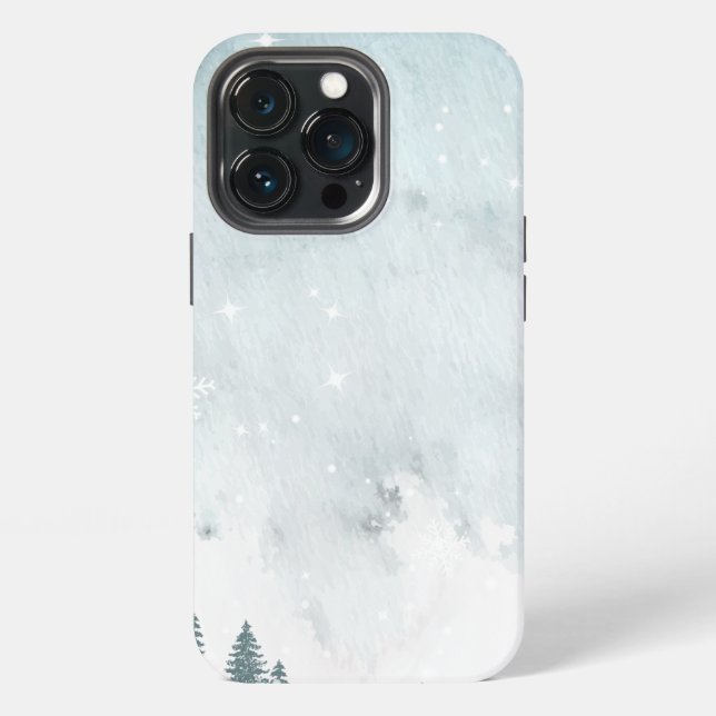 Coque iPhone Paysage d'hiver Aquarelle (Dos)