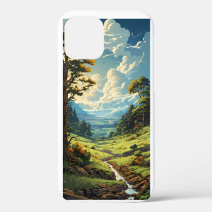 Coque iPhone 12 Paysage du ciel vert