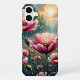 Coque iPhone 16 Plus Paysage Lever de Soleil Cosmos Rose