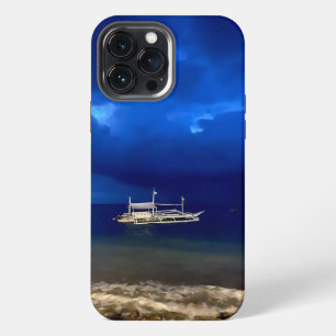 Etui iPhone 13 Pro Max Paysage marin nocturne. pancarte de pied de poste