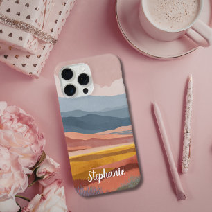 Coque iPhone 15 Pro Max Paysage Montagneux Boho Coloré et Rêveur