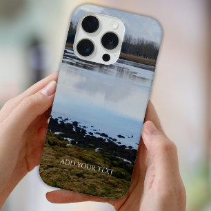 Coque iPhone 15 Pro Paysage personnalisé avec photo et texte personnal
