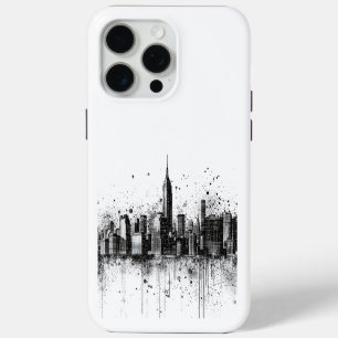 Coque iPhone 15 Pro Max Paysage urbain contemporain noir et blanc