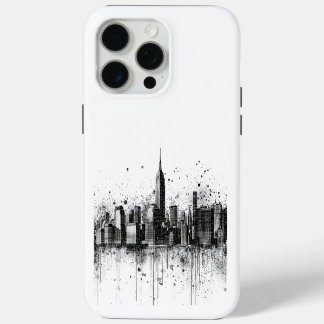 Coque iPhone 15 Pro Max Paysage urbain contemporain noir et blanc