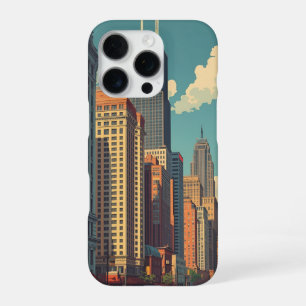 Coque iPhone 16 Pro Paysage urbain vintage de Chicago Illinois Voyage