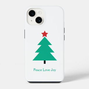 Coque Pour iPhone 14 Peace Love Joy Christmas Tree personnalisable