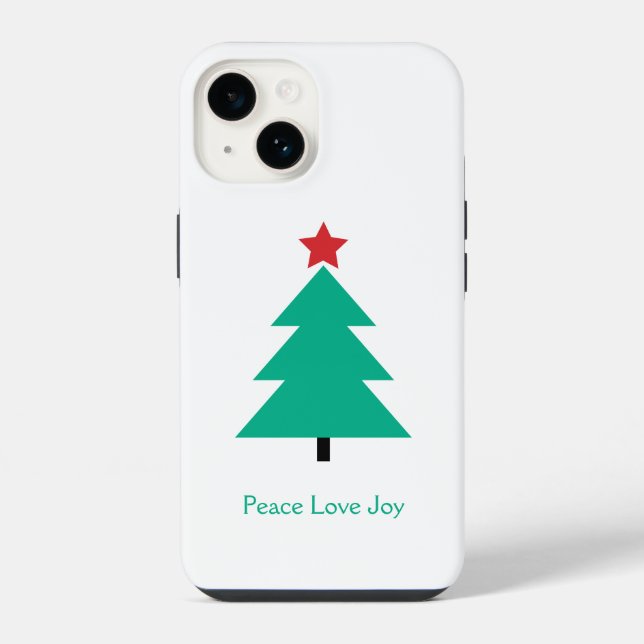 Coque iPhone Peace Love Joy Christmas Tree personnalisable (Verso)