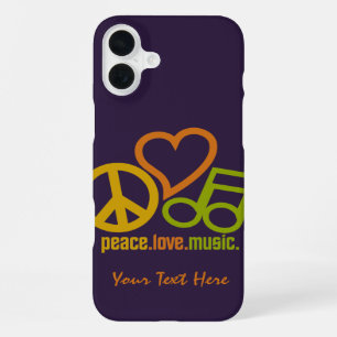 Coque iPhone 16 Plus Peace Love Music coques personnalisés
