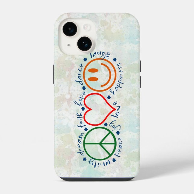 Coque iPhone Peace Love Smile (Verso)