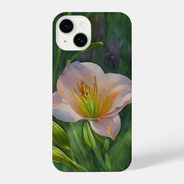 Coque iPhone Peach Pink Tropical Lily Flower Art Téléphone Case (Verso)