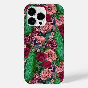Coque Pour Pour iPhone 14 Pro Max Peacocks dans le jardin rose 2