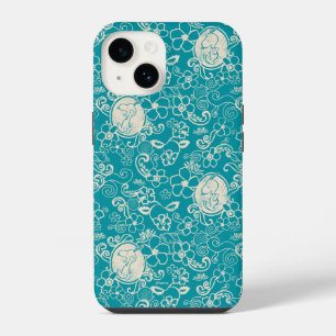 Coque Pour iPhone 14 Peanuts Motif de plage tropicale bleu sarcelle d