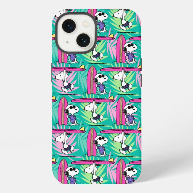 Coque iPhone Peanuts | motif Surf sarcelle Snoopy (Verso)