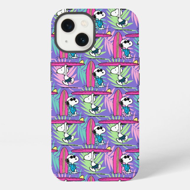 Coque iPhone Peanuts | motif Surf violet Snoopy (Verso)