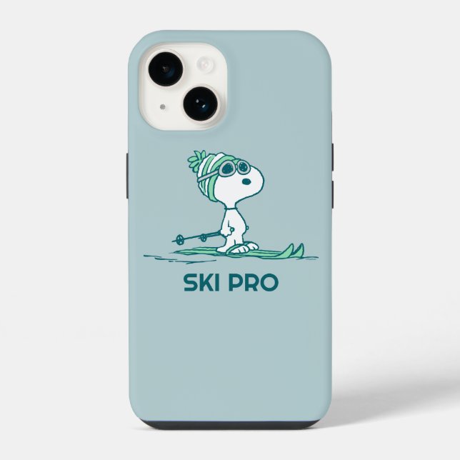 Coque iPhone Peanuts | Snoopy sur skis (Verso)