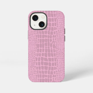 Etui iPhone 13 Mini peau de crocodile d'alligator rose