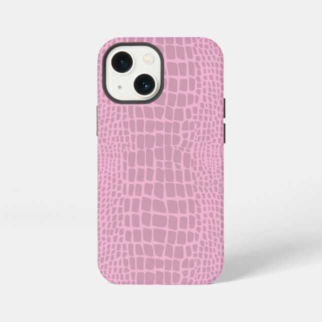 Coque iPhone peau de crocodile d'alligator rose (Verso)