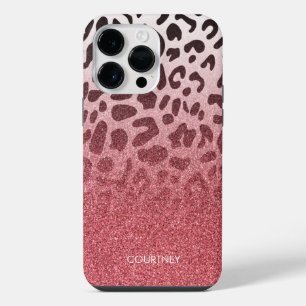 Coque Pour Pour iPhone 14 Pro Max Peau de léopard à paillettes roses