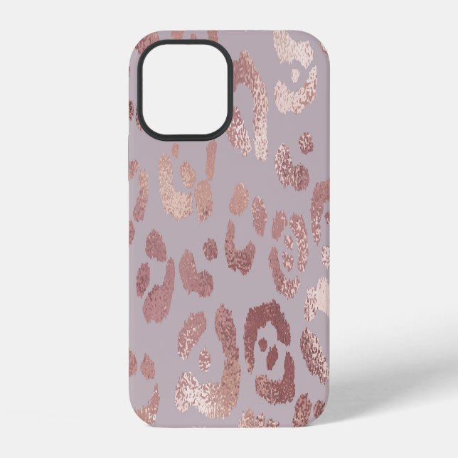 Coque iPhone Peau de léopard : élégance or rose. (Verso)