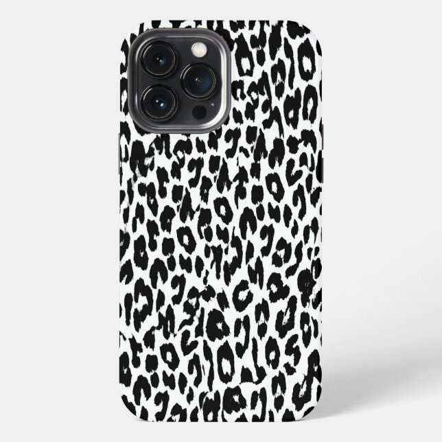 Coque iPhone Peau de léopard noir imprimé fourrure (Verso)